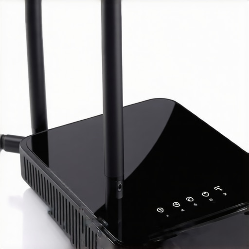 Home Wi-Fi router with multiple Wi-Fi speakers in a living room, illustrating a strong network setup