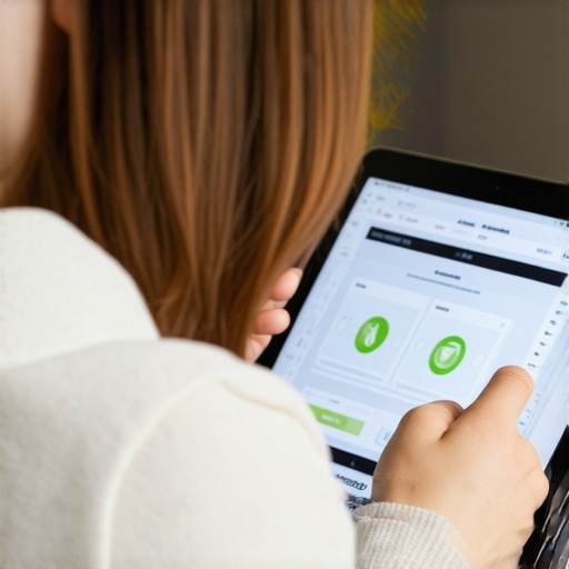 Person analyzing Wi-Fi signal strength on a tablet to improve multiroom audio streaming