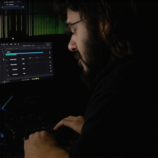 Person analyzing Wi-Fi network with professional tools for optimal home audio performance.