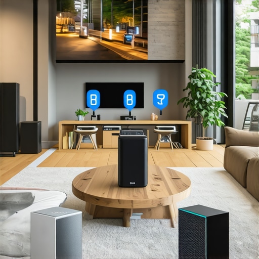 Illustration of mesh Wi-Fi nodes distributed across a home to improve wireless streaming stability.