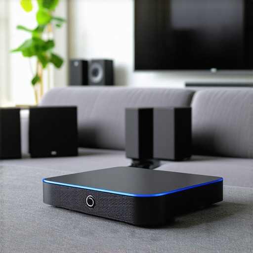 Wi-Fi router with wireless speakers in a home environment showing seamless connectivity