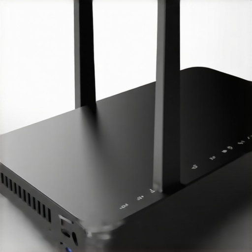 A close-up of a high-performance Wi-Fi router with connected devices indicating a strong signal for multiroom audio.
